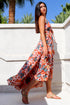 Caroline "UV Floral II" Reversible Silk Georgette Maxi Dress